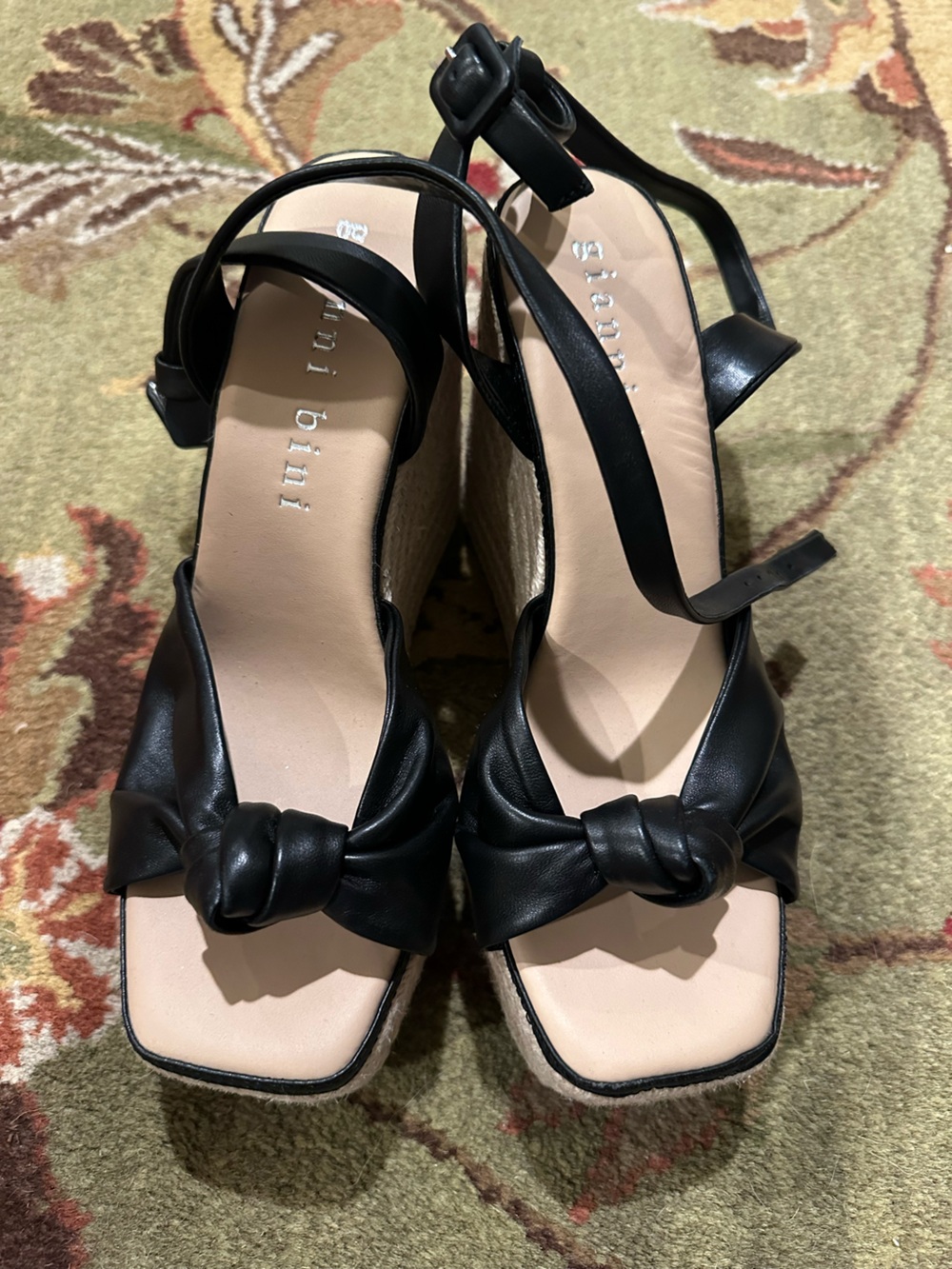 Gianni Bini Black Knotted Slingback Sandals